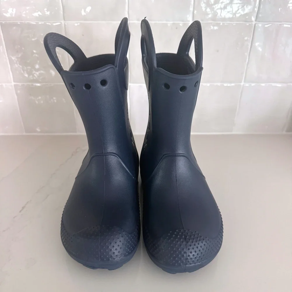 Crocs Handle It Rain Boot Kids C12 Navy Blue Waterproof Lightweight Pull On